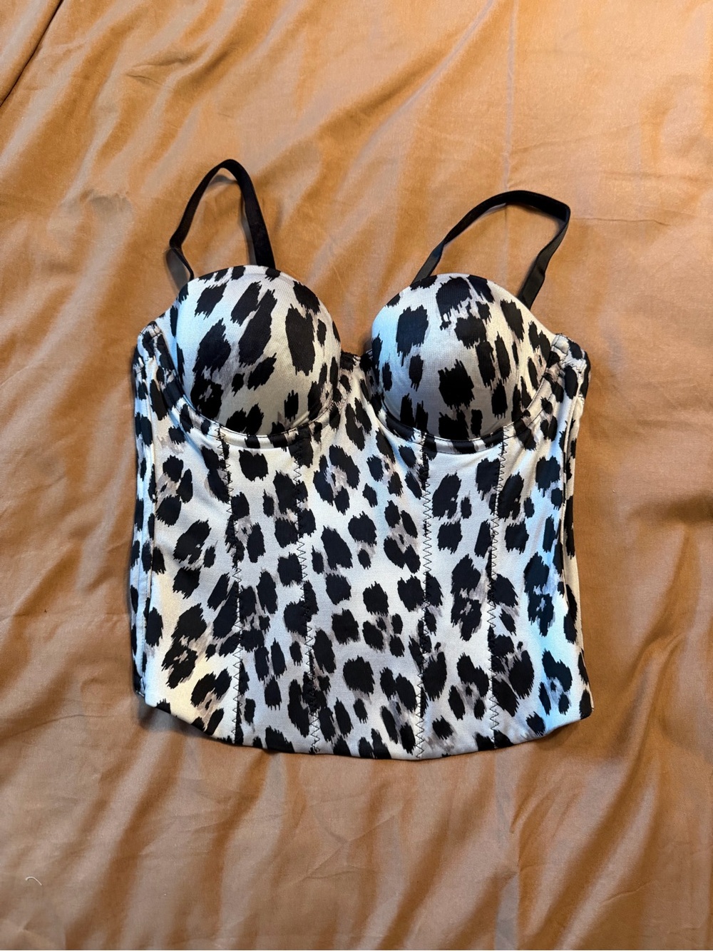Black & White Leopard Bustier Top